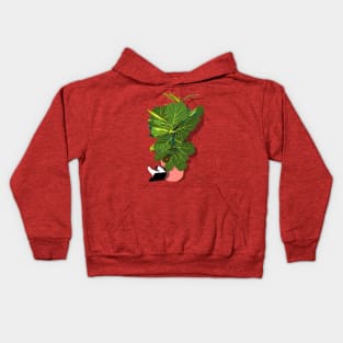 Cute tuxedo cat and Fiddle Leaf Fig Tree Copyright TeAnne Kids Hoodie